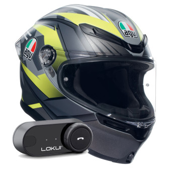Integrale AGV K6 S Multi Excite Matt Camo Fluo Yellow + Kit Bluetooth Lokui K30