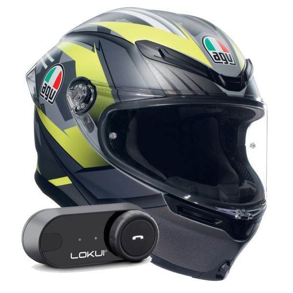 Integrale AGV K6 S Multi Excite Matt Camo Fluo Yellow + Kit Bluetooth Lokui K30