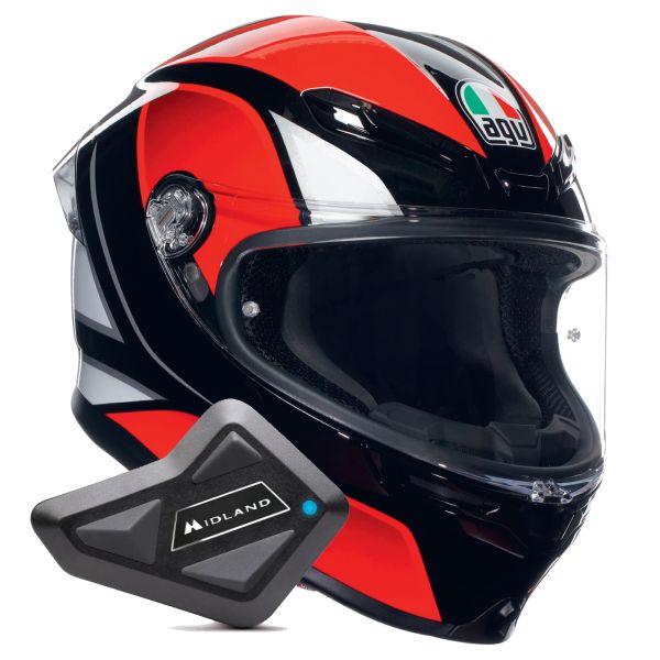 Integrale AGV K6 S Multi Hyphen Black Red White + Kit Bluetooth BT Mini