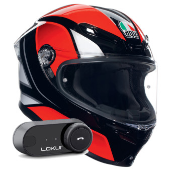Integrale AGV K6 S Multi Hyphen Black Red White + Kit Bluetooth Lokui K30