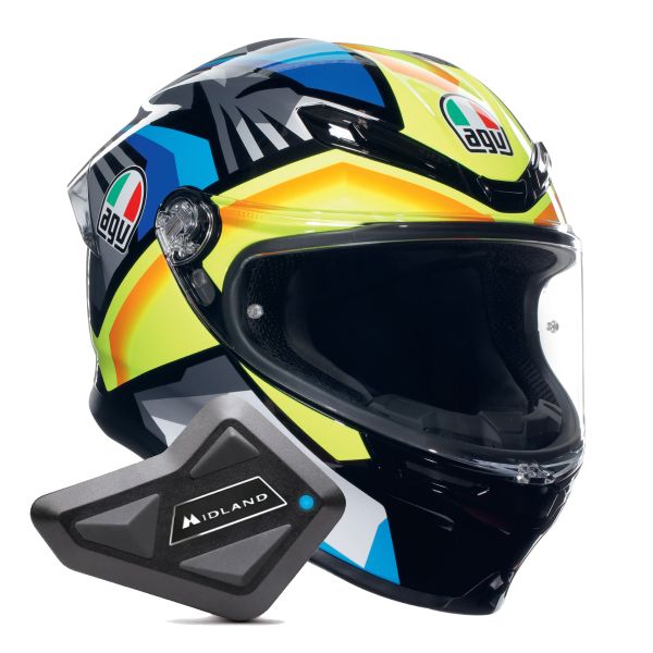 Integrale AGV K6 S Multi Joan Black Blue Yellow + Kit Bluetooth BT Mini