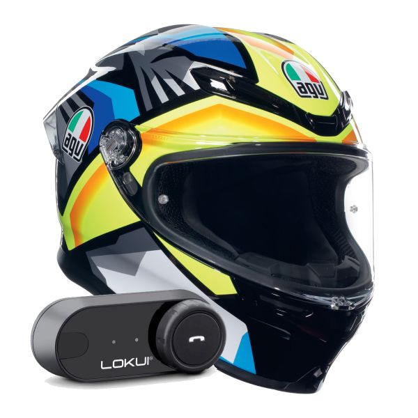 Integrale AGV K6 S Multi Joan Black Blue Yellow + Kit Bluetooth Lokui K30