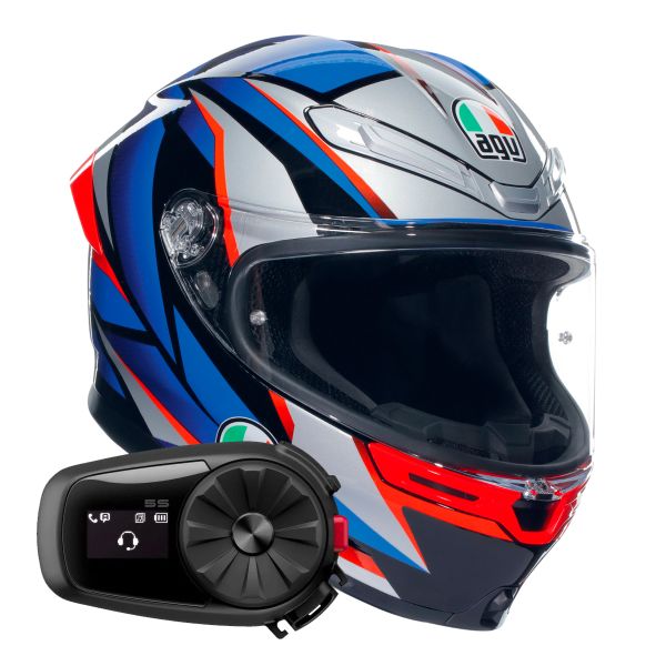 Integrale AGV K6 S Multi Slashcut Black Blue Red + Kit Bluetooth 5S Solo