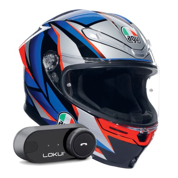 Integrale AGV K6 S Multi Slashcut Black Blue Red + Kit Bluetooth Lokui K30 Integrale AGV K6 S Multi Slashcut Black Blue Red + Kit Bluetooth Lokui K30