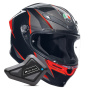 Casque Integrale AGV K6 S Multi Slashcut Black Grey Red + Kit Bluetooth BT Mini
