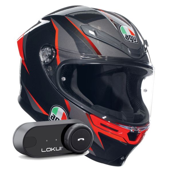 Integrale AGV K6 S Multi Slashcut Black Grey Red + Kit Bluetooth Lokui K30 Integrale AGV K6 S Multi Slashcut Black Grey Red + Kit Bluetooth Lokui K30