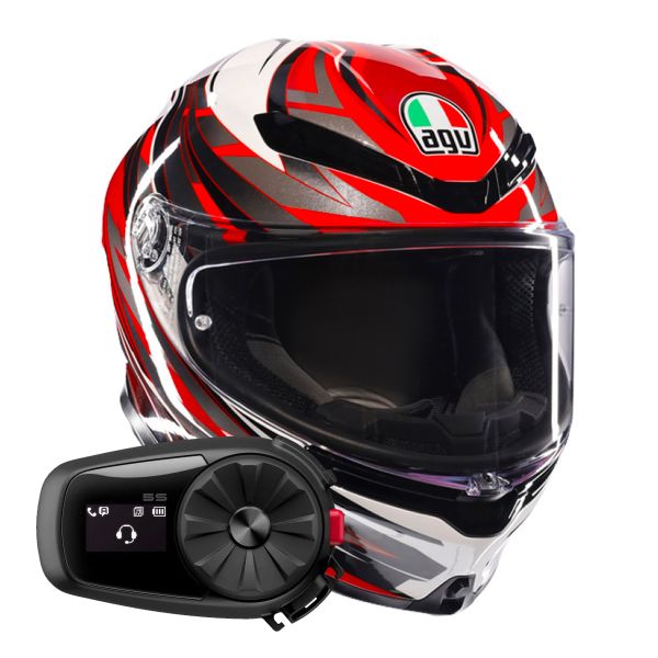 Integrale AGV K6 S Reeval White Red Grey + Kit Bluetooth 5S Solo