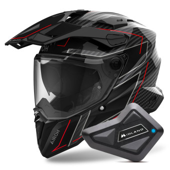 Casque Integrale Airoh Commander 2 Carbon Stylish + Kit Bluetooth BT Mini