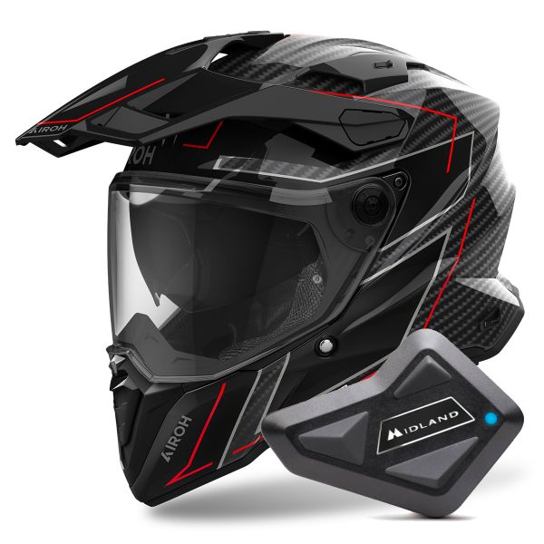Integrale Airoh Commander 2 Carbon Stylish + Kit Bluetooth BT Mini