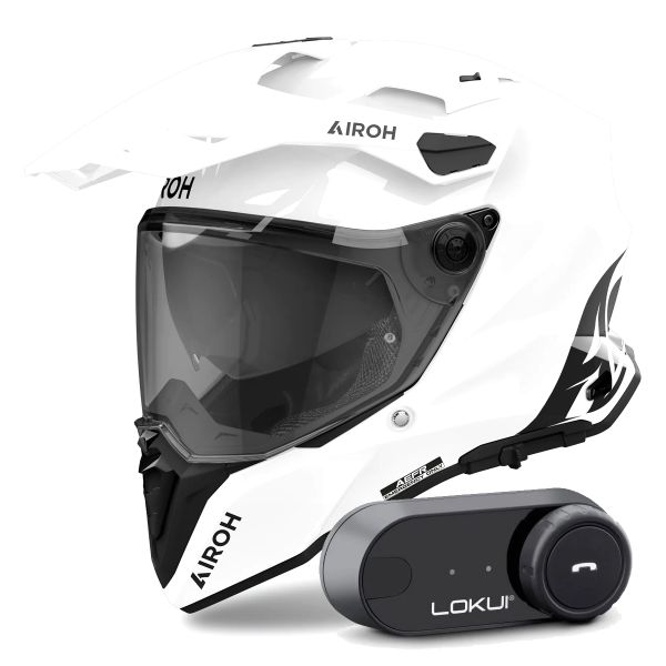 Integrale Airoh Commander 2 Color White + Kit Bluetooth Lokui K30