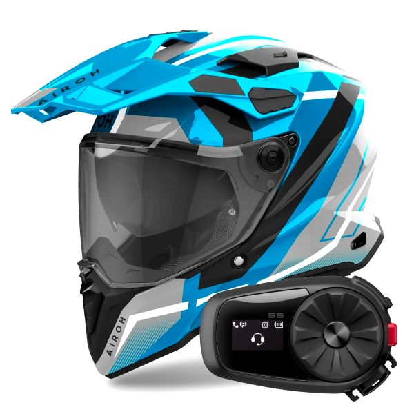 Integrale Airoh Commander 2 Mavick Cerulean Blue + Kit Bluetooth 5S Solo