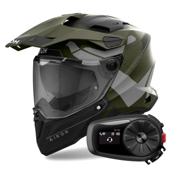 Integrale Airoh Commander 2 Reveal Military Green + Kit Bluetooth 5S Solo