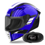 Casque Integrale Airoh Connor Achieve Blue + Kit bluetooth 5R Lite Solo