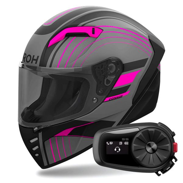 Integrale Airoh Connor Achieve Pink Matt + Kit Bluetooth 5S Solo