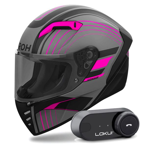 Integrale Airoh Connor Achieve Pink Matt + Kit Bluetooth Lokui K30