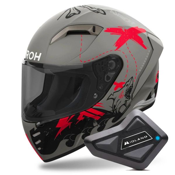 Integrale Airoh Connor Desperados Orange Matt + Kit Bluetooth BT Mini