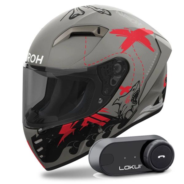 Integrale Airoh Connor Desperados Orange Matt + Kit Bluetooth Lokui K30