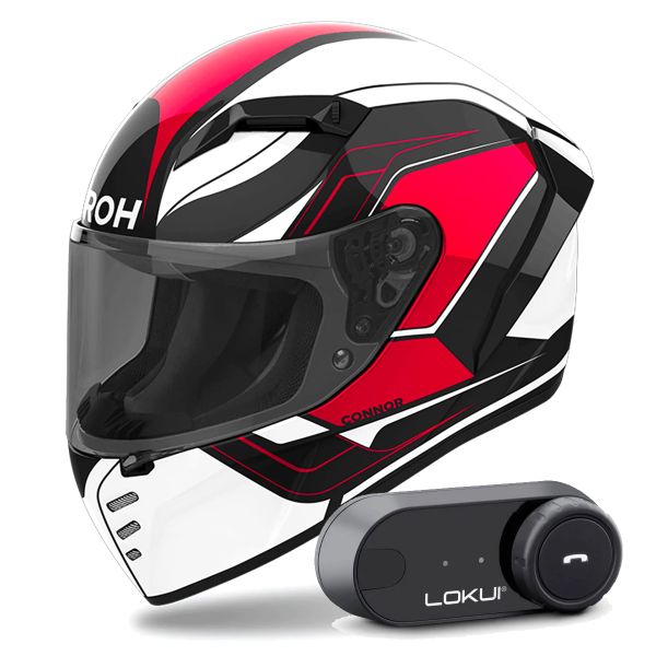 Integrale Airoh Connor Dunk Red + Kit Bluetooth Lokui K30