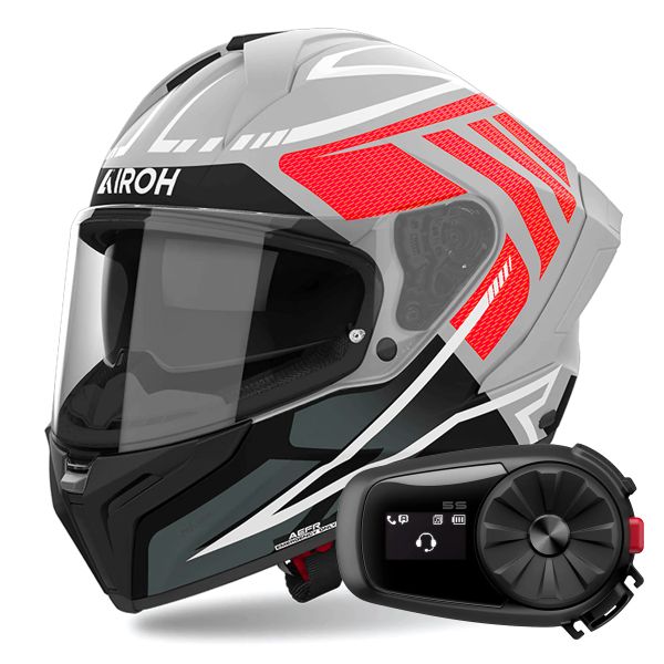Integrale Airoh Matryx Rider Red Matt + Kit Bluetooth 5S Solo