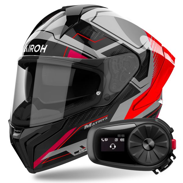 Integrale Airoh Matryx Rocket Red Fluo + Kit Bluetooth 5S Solo
