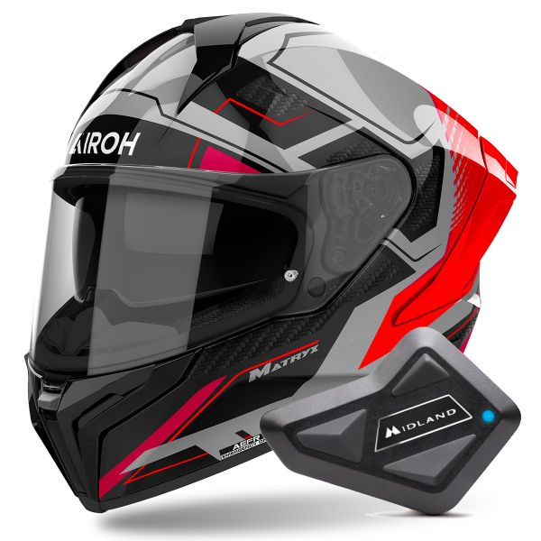 Integrale Airoh Matryx Rocket Red Fluo + Kit Bluetooth BT Mini