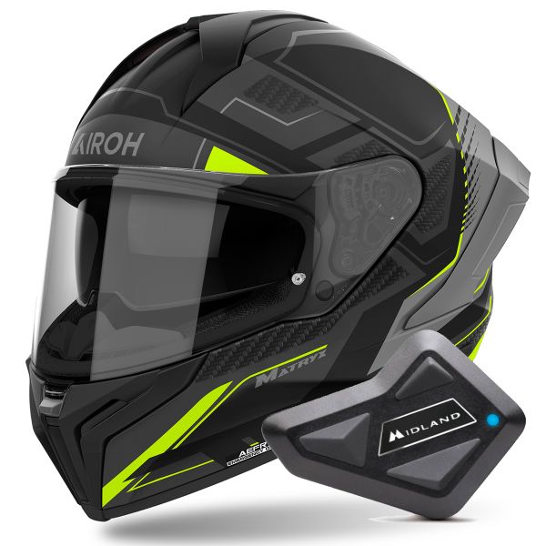 Integrale Airoh Matryx Rocket Yellow Matt + Kit Bluetooth BT Mini