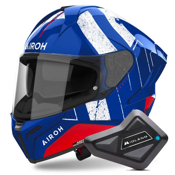 Integrale Airoh Matryx Scope Blue Red + Kit Bluetooth BT Mini