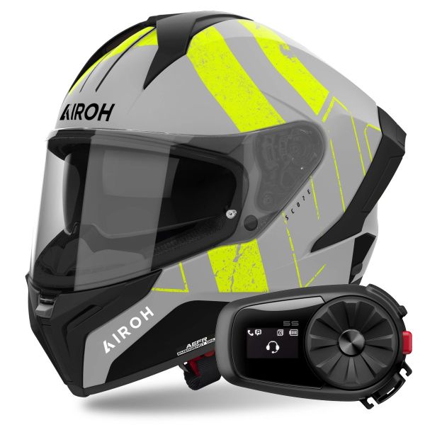 Integrale Airoh Matryx Scope Yellow Matt + Kit Bluetooth 5S Solo