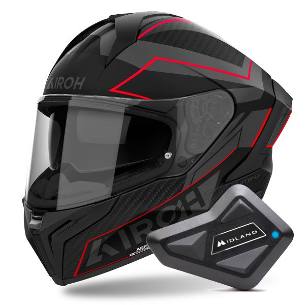 Integrale Airoh Matryx Sentinel Red Matt + Kit Bluetooth BT Mini