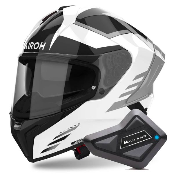 Integrale Airoh Matryx Throne White + Kit Bluetooth BT Mini