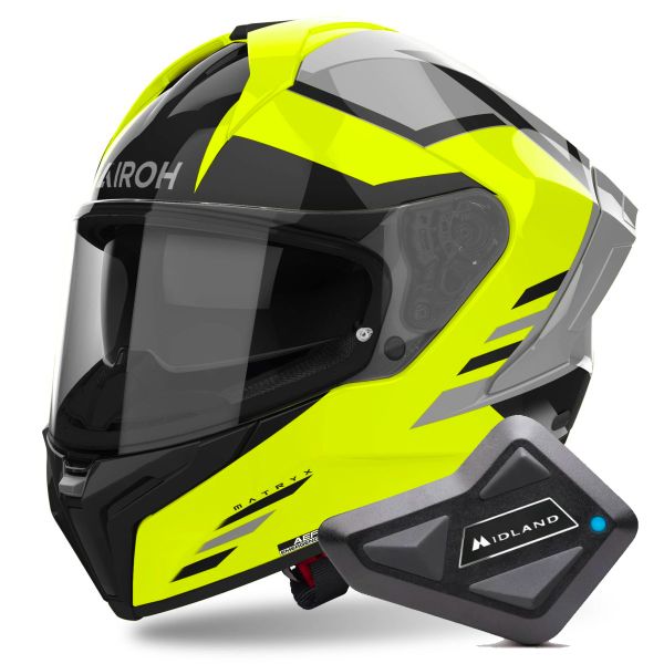 Integrale Airoh Matryx Throne Yellow + Kit Bluetooth BT Mini