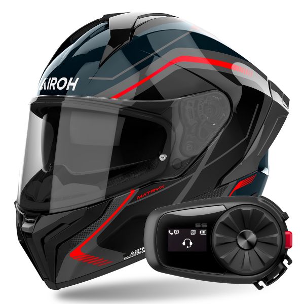 Integrale Airoh Matryx Wide Red + Kit Bluetooth 5S Solo