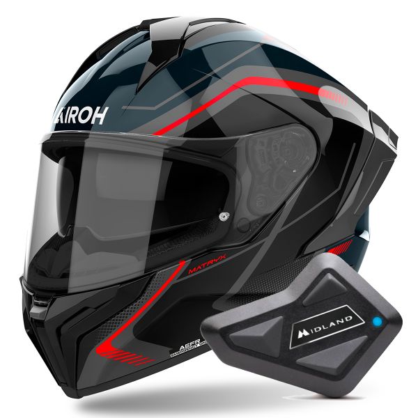 Integrale Airoh Matryx Wide Red + Kit Bluetooth BT Mini