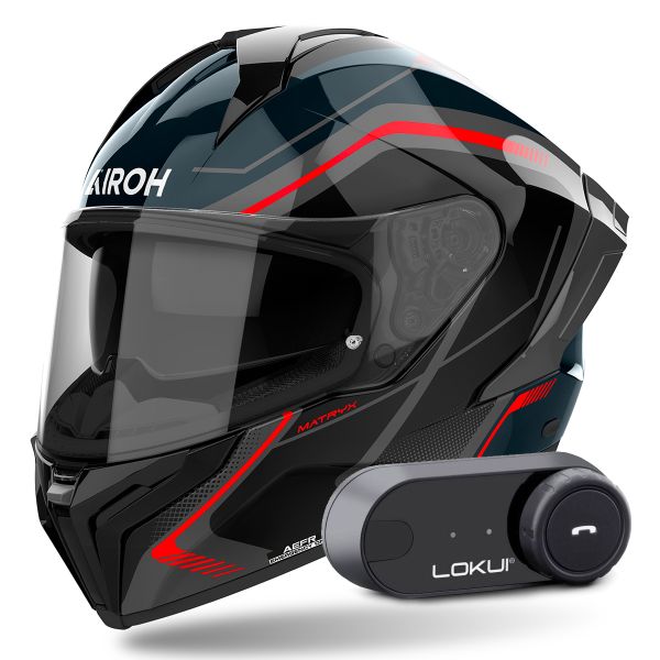 Integrale Airoh Matryx Wide Red + Kit Bluetooth Lokui K30