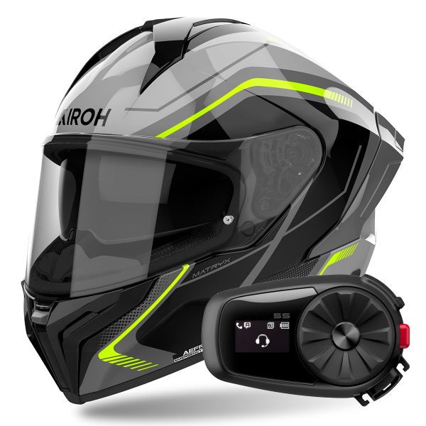 Integrale Airoh Matryx Wide Yellow + Kit Bluetooth 5S Solo