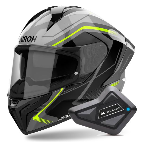 Integrale Airoh Matryx Wide Yellow + Kit Bluetooth BT Mini