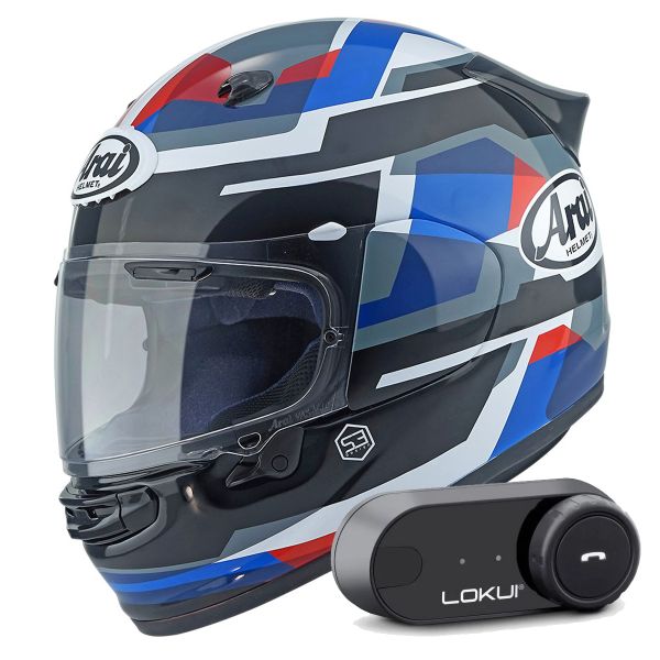 Integrale Arai Quantic Abstract Blue White Black + Kit Bluetooth Lokui K30