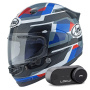 Casque Integrale Arai Quantic Abstract Blue White Black + Kit Bluetooth Lokui K30