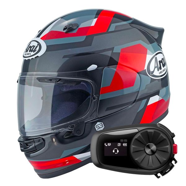 Integrale Arai Quantic Abstract Red Grey Black + Kit Bluetooth 5S Solo