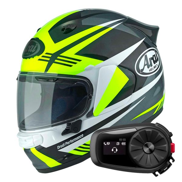 Integrale Arai Quantic Mark Yellow White Black + Kit Bluetooth 5S Solo Integrale Arai Quantic Mark Yellow White Black + Kit Bluetooth 5S Solo