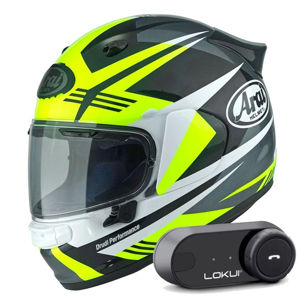 Integrale Arai Quantic Mark Yellow White Black + Kit Bluetooth Lokui K30 Integrale Arai Quantic Mark Yellow White Black + Kit Bluetooth Lokui K30