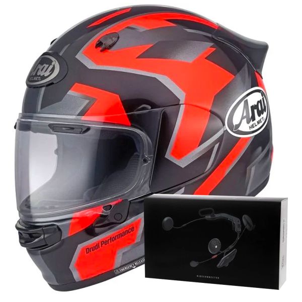 Integrale Arai Quantic Robotic Red + Kit bluetooth ACS10