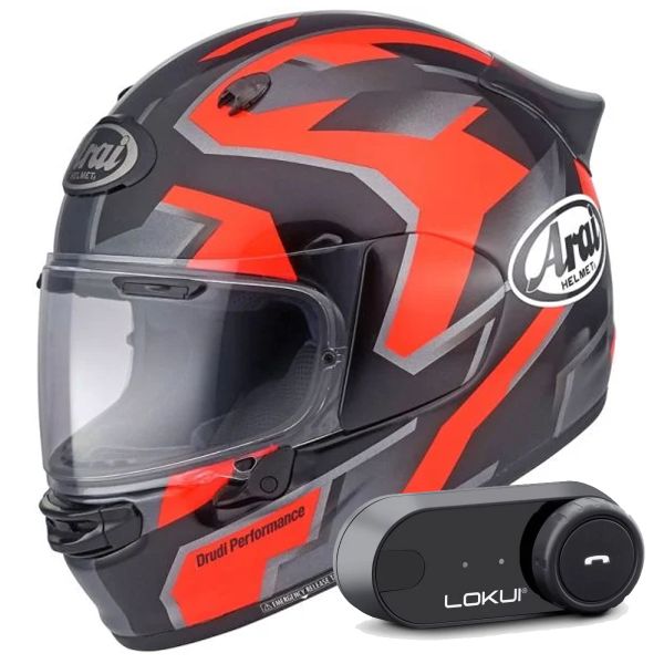 Integrale Arai Quantic Robotic Red + Kit Bluetooth Lokui K30