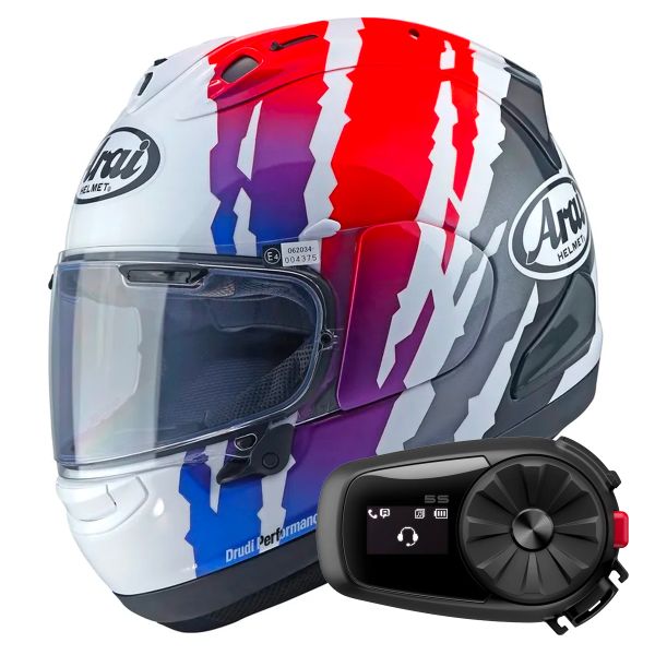 Integrale Arai RX-7V Evo Blade Red White Blue + Kit Bluetooth 5S Solo Integrale Arai RX-7V Evo Blade Red White Blue + Kit Bluetooth 5S Solo