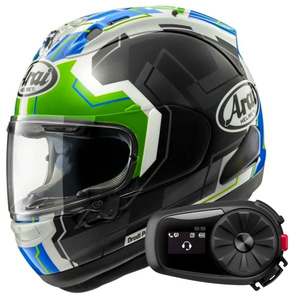 Integrale Arai RX-7V Evo JR65 Green + Kit Bluetooth 5S Solo