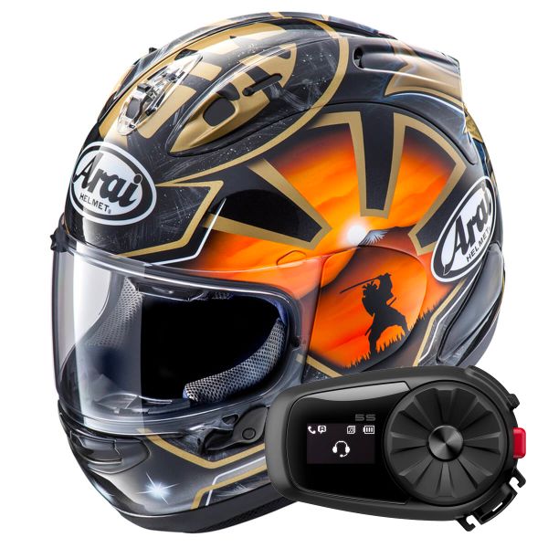 Integrale Arai RX-7V Evo Pedrosa Spirit Gold + Kit Bluetooth 5S Solo