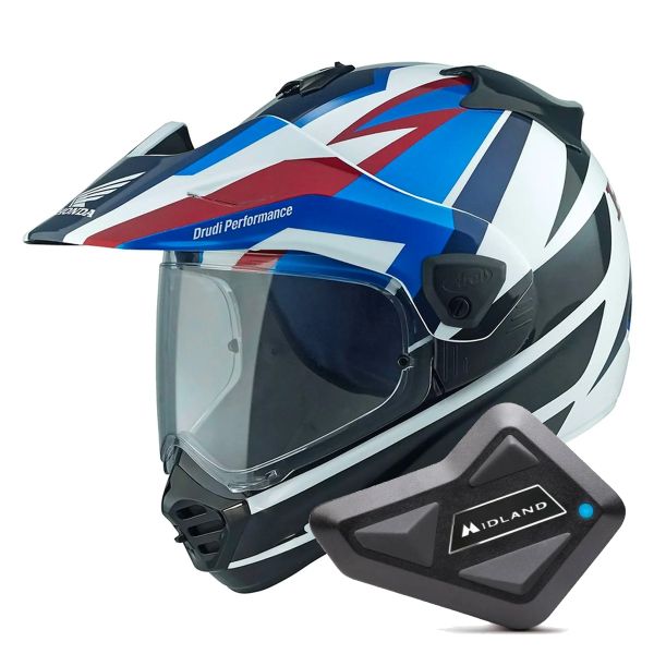 Integrale Arai Tour-X5 Africa Twin Blue White Black + Kit Bluetooth BT Mini Integrale Arai Tour-X5 Africa Twin Blue White Black + Kit Bluetooth BT Mini