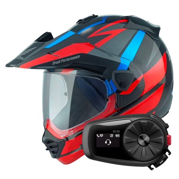 Integrale Arai Tour-X5 Africa Twin Red Black Blue + Kit Bluetooth 5S Solo