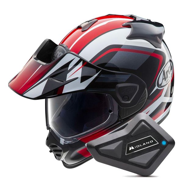 Integrale Arai Tour-X5 Discovery White Red Black + Kit Bluetooth BT Mini