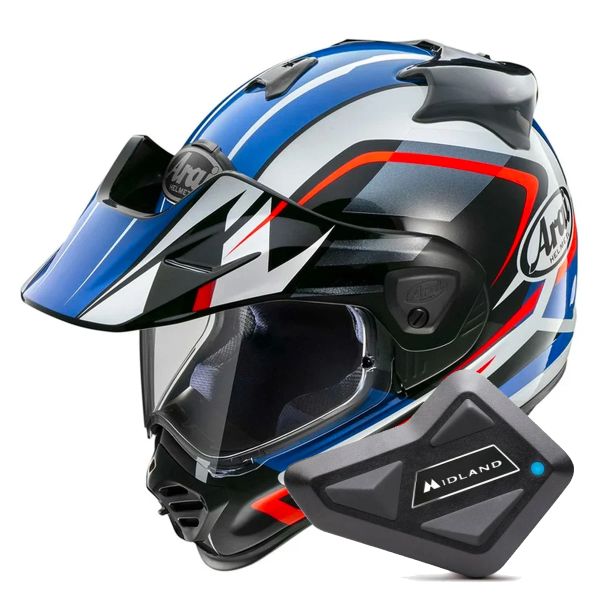 Integrale Arai Tour-X5 Discovery White Red Blue + Kit Bluetooth BT Mini